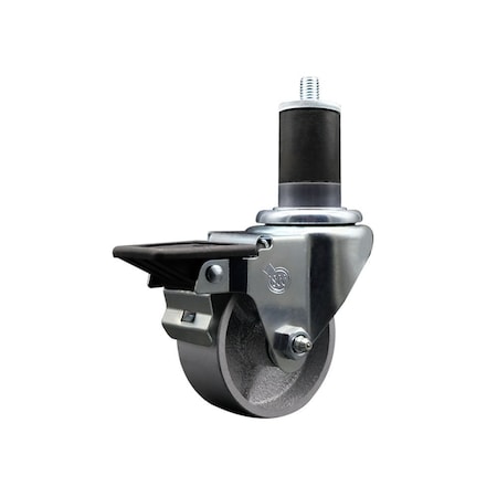 Service Caster 3'' Semi Steel Swivel 1-5/8'' Expanding Stem Caster with Brake SCC-EX20S314-SSS-PLB-158
